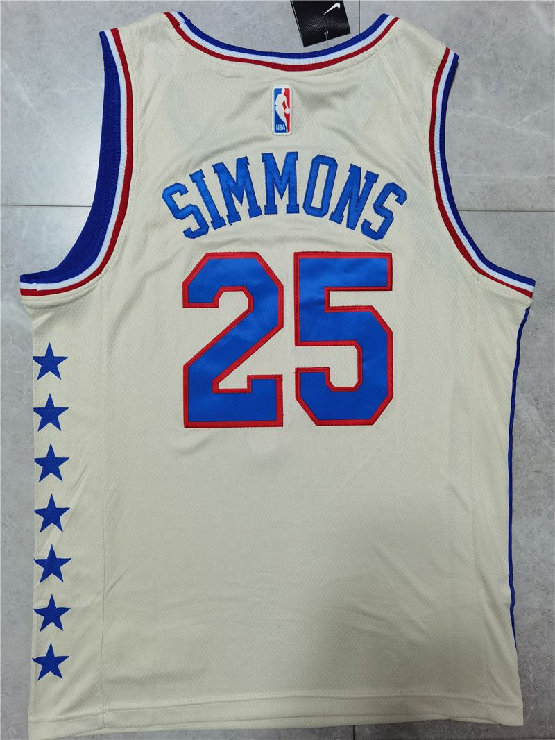 Men Philadelphia 76ers #25 Simmons Cream 2021 Nike Game NBA Jersey